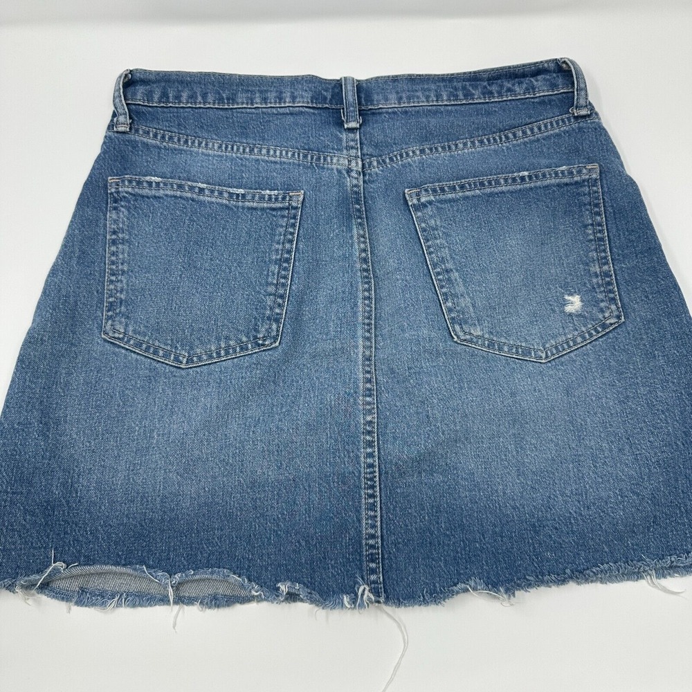 Gap Woman's 6 / 28 Denim Skirt Raw Hem‎ High Waist Distressed Stretch Button Fly - Picture 5 of 5